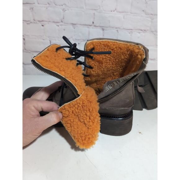 A.S. 98 Boots Lukie Brown Leather Shearling Lined Combat Ankle Boots Sz 40 AS 98 - Picture 11 of 16
